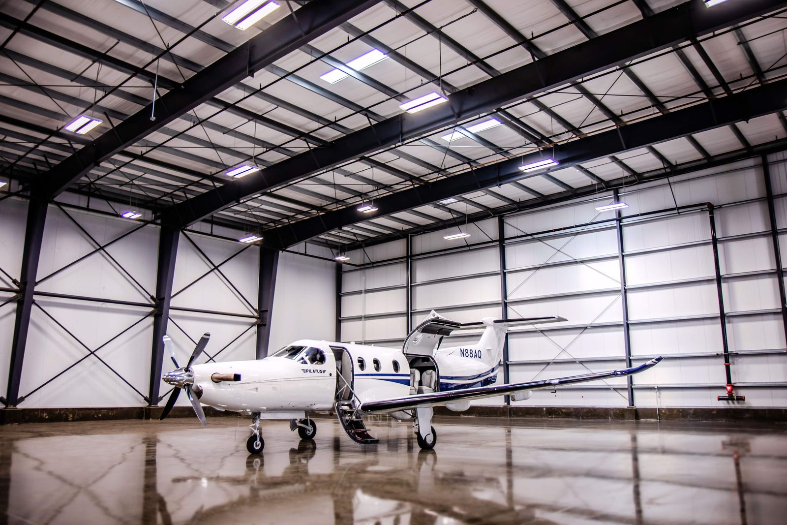 Pilatus PC-12 NG N88AQ with the forward airstair door open